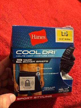 Hanes Cool Dri 2-Tagless Boxer Briefs Men’s Size large 36”-38” New